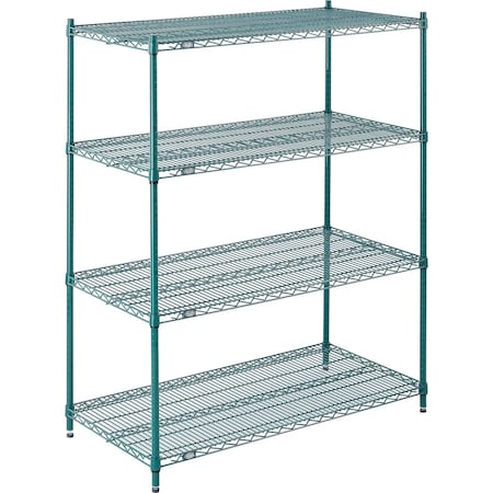 Wire Shelving, Green Epoxy, 60W X 24D X 86H